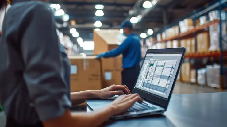 operador logística faz o controle de estoque e vendas de e-commerce